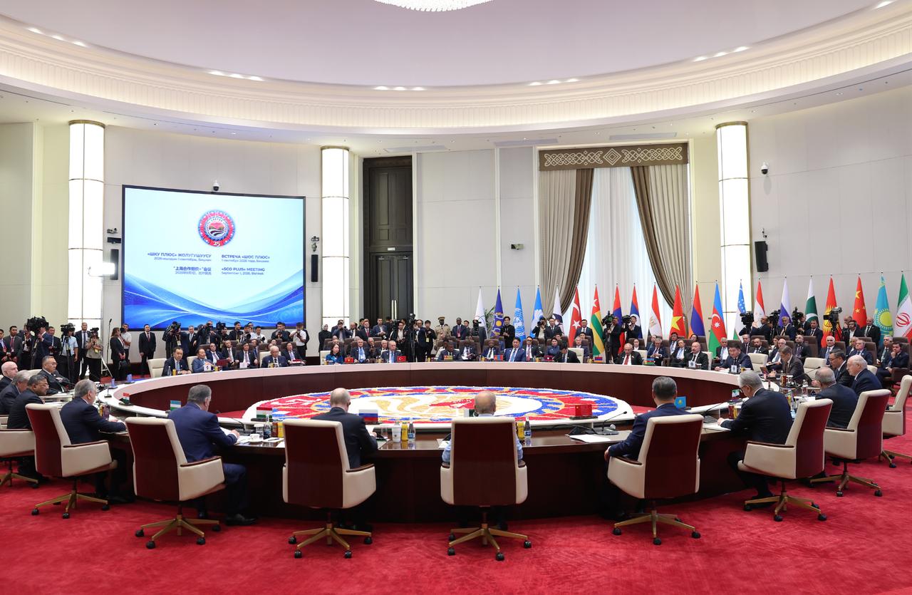 Turkish President Recep Tayyip Erdogan attends the Shanghai Cooperation Organization Council of Heads of State meeting in Bishkek, Kyrgyzstan on September 01, 2026. (Tur Presidency / AA Photo)