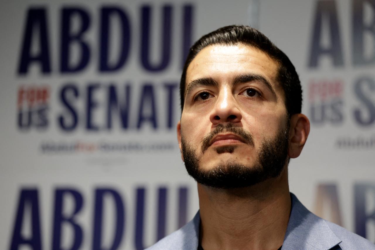US Democratic Senate candidate from Michigan Abdul El-Sayed speaks with reporters during a Student Meet and Greet at the Michigan Theatre in Ann Arbor, Michigan, on August 26, 2026. (AFP Photo)