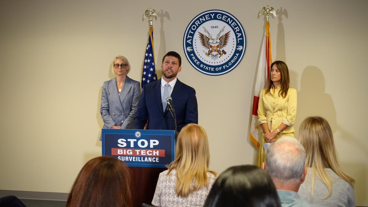 Florida Attorney General James Uthmeier speaks during a press conference in Miami announcing the lawsuit against Netflix, September 9, 2026. (Photo via X/@AGJamesUthmeier)