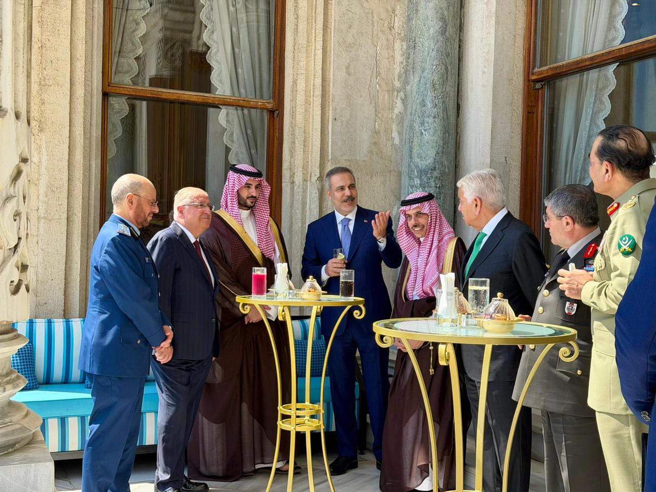 Turkish Foreign Minister Hakan Fidan (4th R) attends the first meeting of the Strategic Political and Defense Committee, established under the Mecca Joint Defense Agreement, at Ciragan Palace in Istanbul, Türkiye, on August 31, 2026. (Turkish Foreign Ministry/Handout)