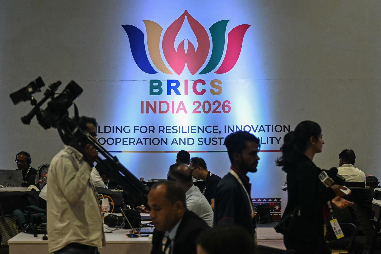 Journalists are seen at the Media Center during the 18th BRICS Summit in New Delhi on September 12, 2026. (AFP Photo)