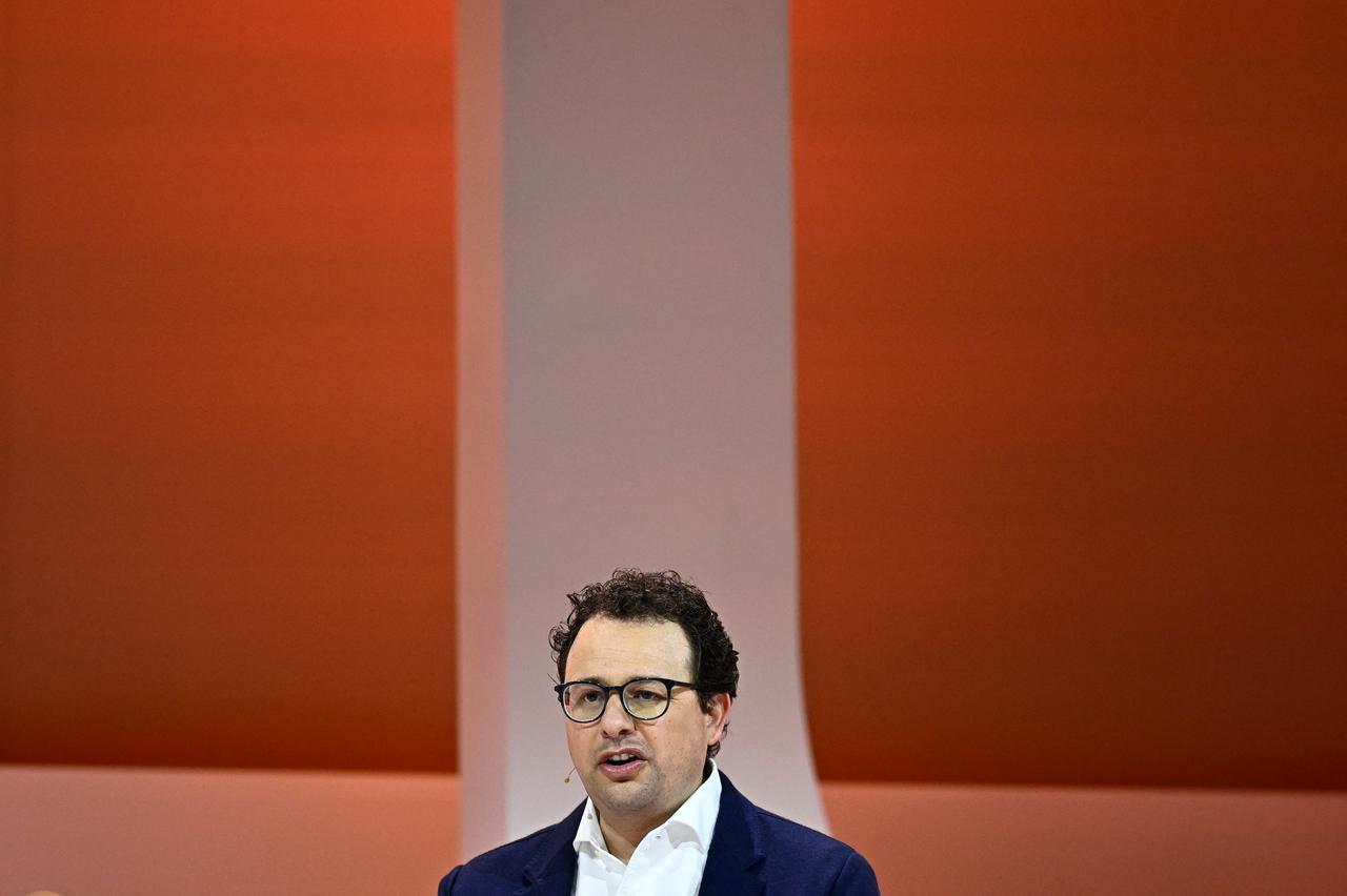 Dario Amodei, co-founder and CEO of Anthropic, an artificial intelligence safety and research company, takes part in a debate in Paris on May 22, 2024. (AFP Photo)