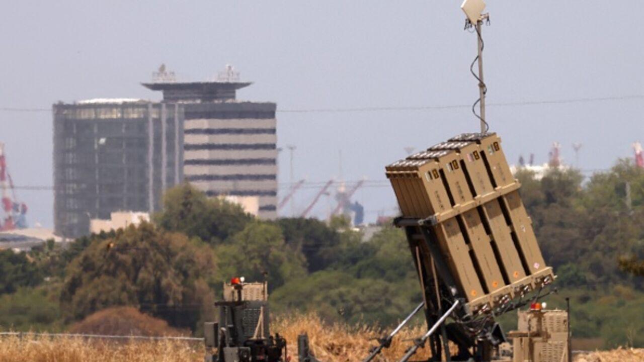 This picture shows a battery of Israel's Iron Dome air defense system in the southern city of Ashdod on May 12, 2023. (AFP Photo)