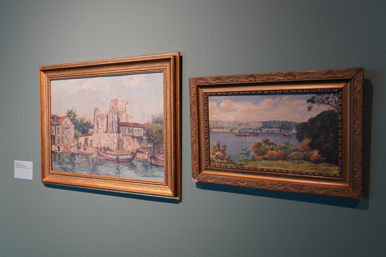 Paintings depicting scenes from the Bosphorus are displayed at the newly opened Istanbul Bosphorus Museum in Kabatas, Istanbul, Türkiye on Sept. 12, 2026. (AA Photo)