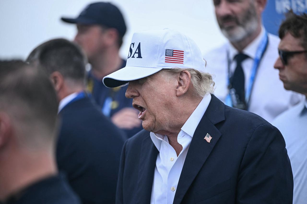 US President Donald Trump attends the final round of the Irish Open golf tournament at the Trump International Golf Links & Hotel in Doonbeg, western Ireland, Sept. 13, 2026. (AFP Photo)