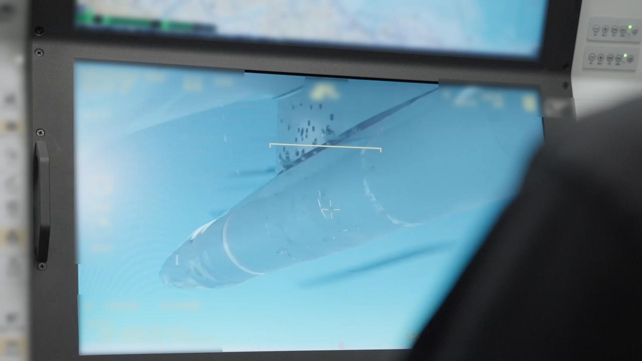 The screengrab photo from Baykar's handout video shows the Roketsan's UAV-300 missile during a test on Bayraktar Akinci unmanned combat aerial vehicle (UCAV) in Sinop, Türkiye, Sept. 11, 2026. (Photo via screengrab from video/Baykar/Handout)