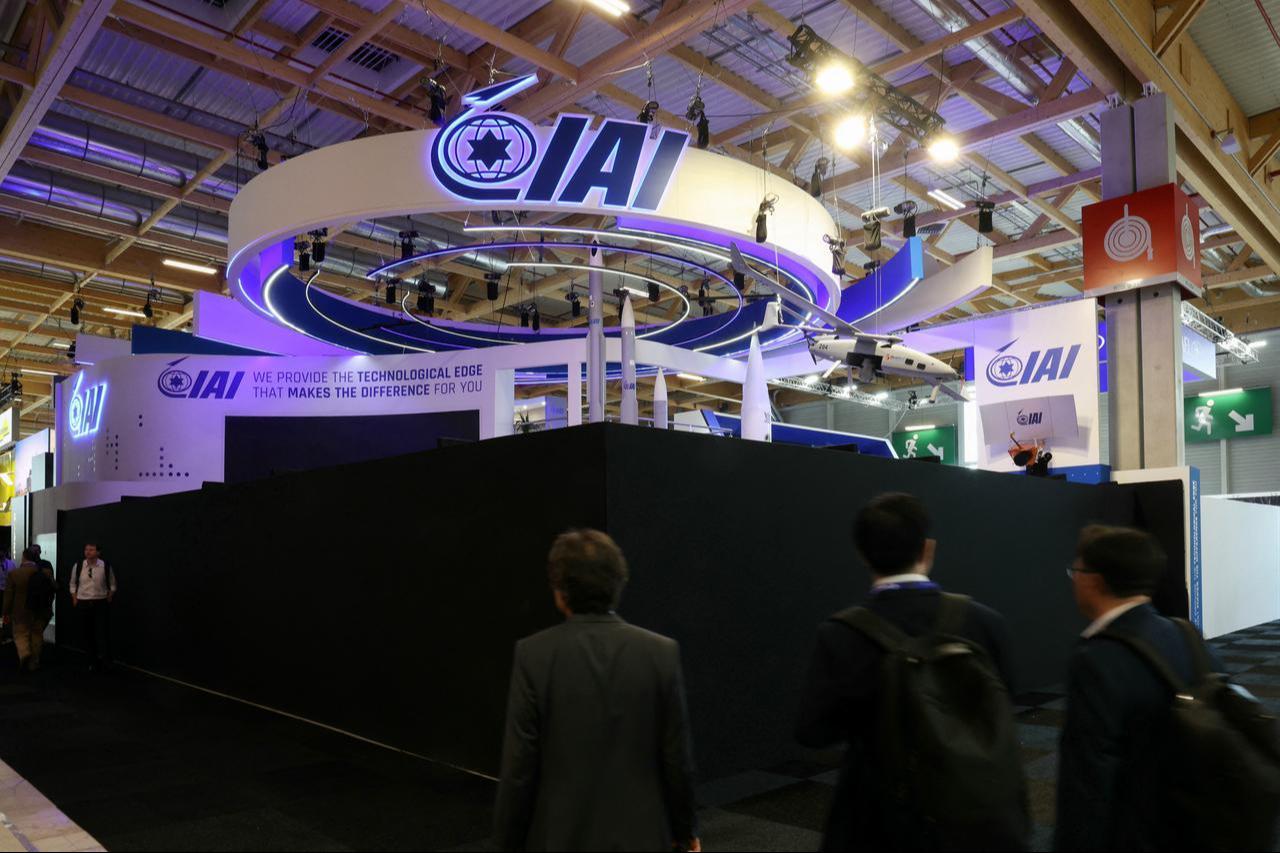Attendees walk past the closed Israel Aerospace Industries (IAI) Israeli Pavillon during the 55th edition of the International Paris Air Show at the Paris–Le Bourget Airport, in Le Bourget, suburb of Paris June 16, 2025. (AFP Photo)