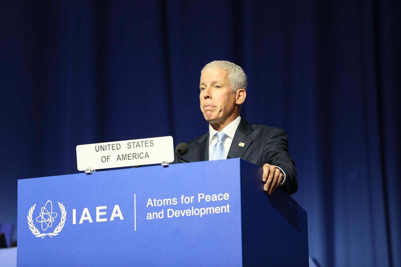 US Secretary of Energy Chris Wright delivers a speech during the 70th IAEA General Conference at the Vienna International Centre in Vienna, Austria, on September 14, 2026. (AA Photo)
