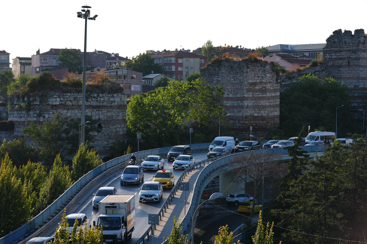 Vehicles back up on an elevated roadway in Istanbul on the first day of the 2026-2027 school year. (AA Photo)