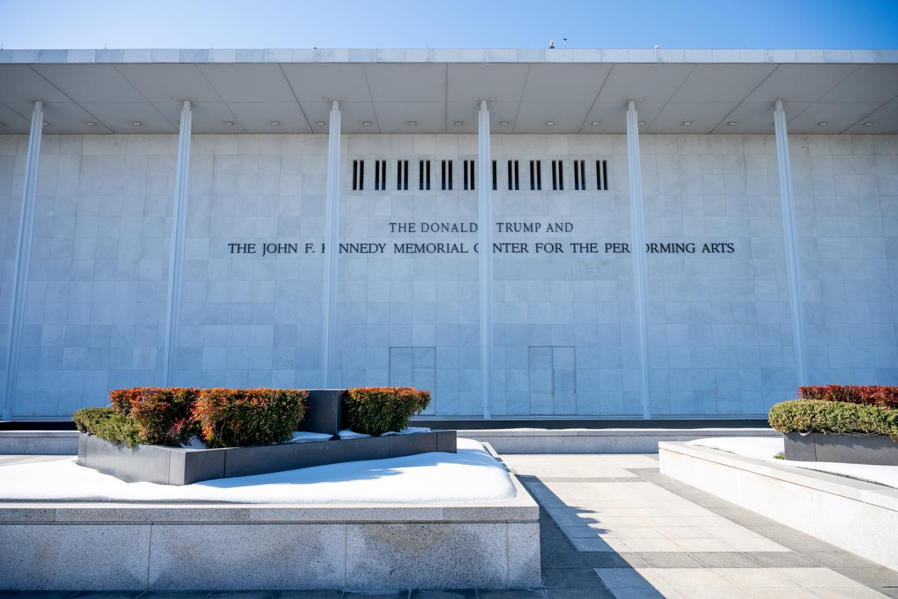 Sign on the John F. Kennedy Center for the Performing Arts with Trump's name added. (Photo via Adobe Stock)