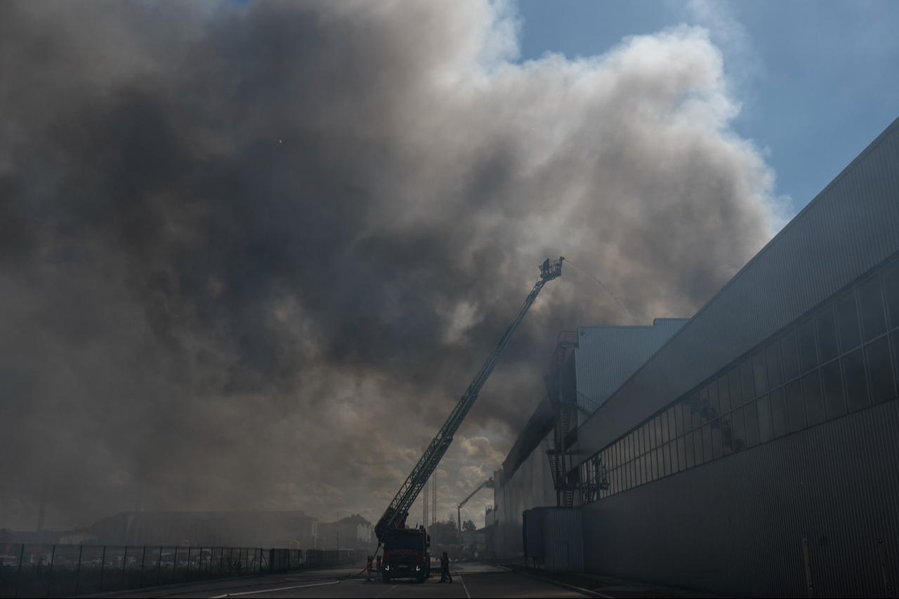 Ukrainian rescue personnel extinguish a fire in an auto parts warehouse following an air attack in Kyiv on September 2, 2026, amid the Russian invasion of Ukraine. (AFP Photo)
