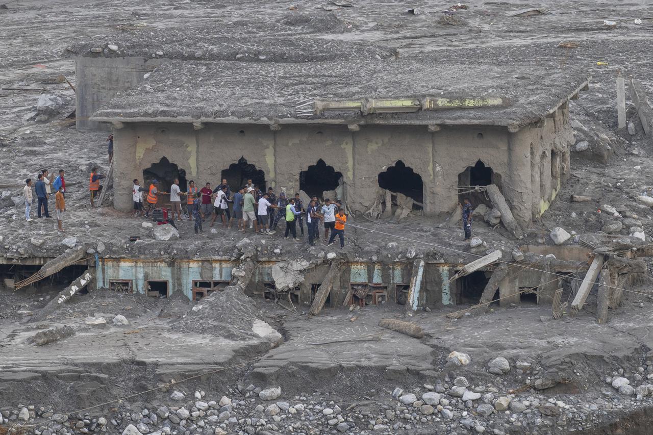 Aftermath of devastating flash floods that struck Nepal on August 26 is seen in Nuwakot, where people in the affected areas continue to return to the ruins of their homes, searching for belongings and the last remnants of lives that were swept away, in Bagmati province, central Nepal, on September 14, 2026. (AA Photo)