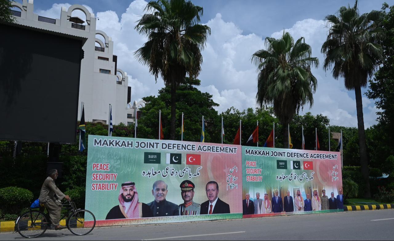 A view of billboards featuring President Recep Tayyip Erdogan, Saudi Crown Prince and Prime Minister Mohammed bin Salman, Pakistan's Prime Minister Muhammad Shehbaz Sharif and Pakistan's Chief of Army Staff Field Marshal Asim Munir displayed along a road in Islamabad, Pakistan, Aug. 9, 2026. (AA Photo)