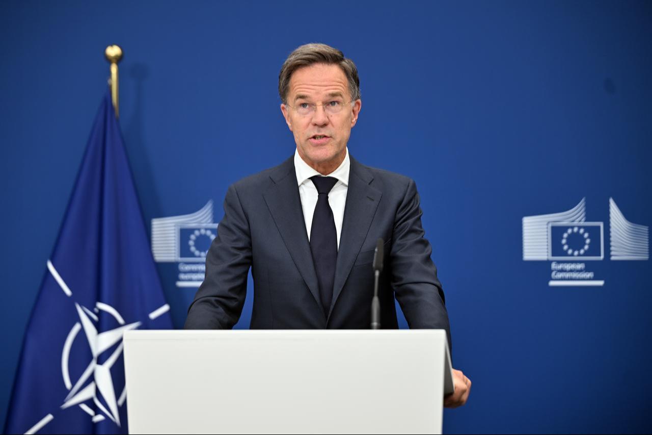 NATO Secretary General Mark Rutte and European Commission President Ursula von der Leyen (not seen) deliver a joint press statement at the European Commission headquarters in Brussels, Belgium, Sept. 2, 2026. (AA Photo)