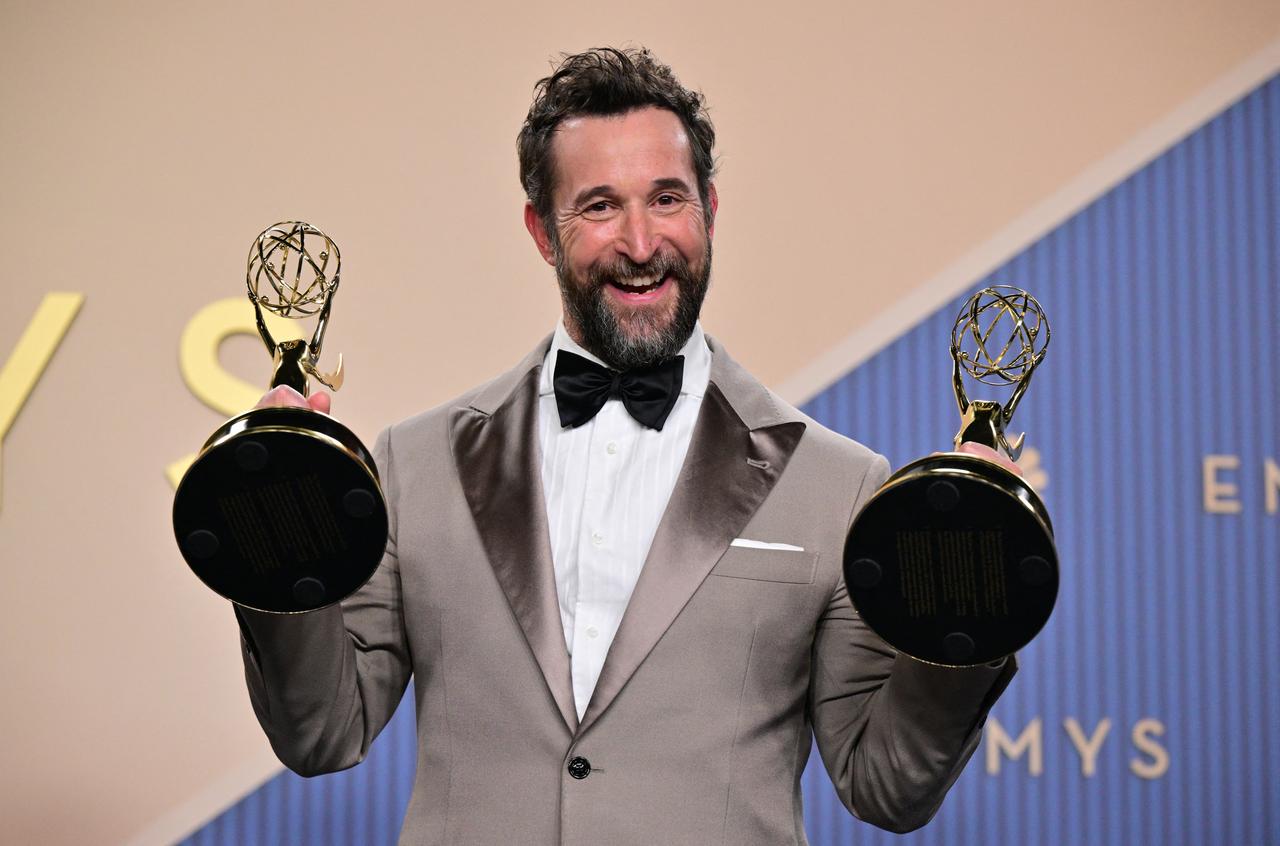 US actor Noah Wyle poses with two awards in the press room during the 78th Primetime Emmy Awards in Los Angeles, California, U.S., Sept. 14, 2026. (AFP Photo)