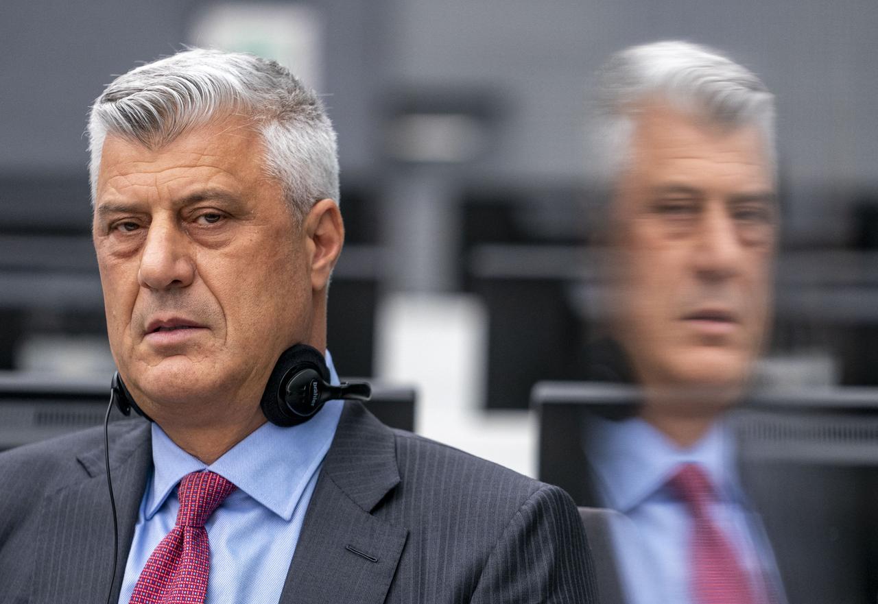 Kosovar former president Hashim Thaci sits for the first time before a war crimes court in The Hague on November 9, 2020, to face charges relating to the 1990s conflict with Serbia. (AFP File Photo)