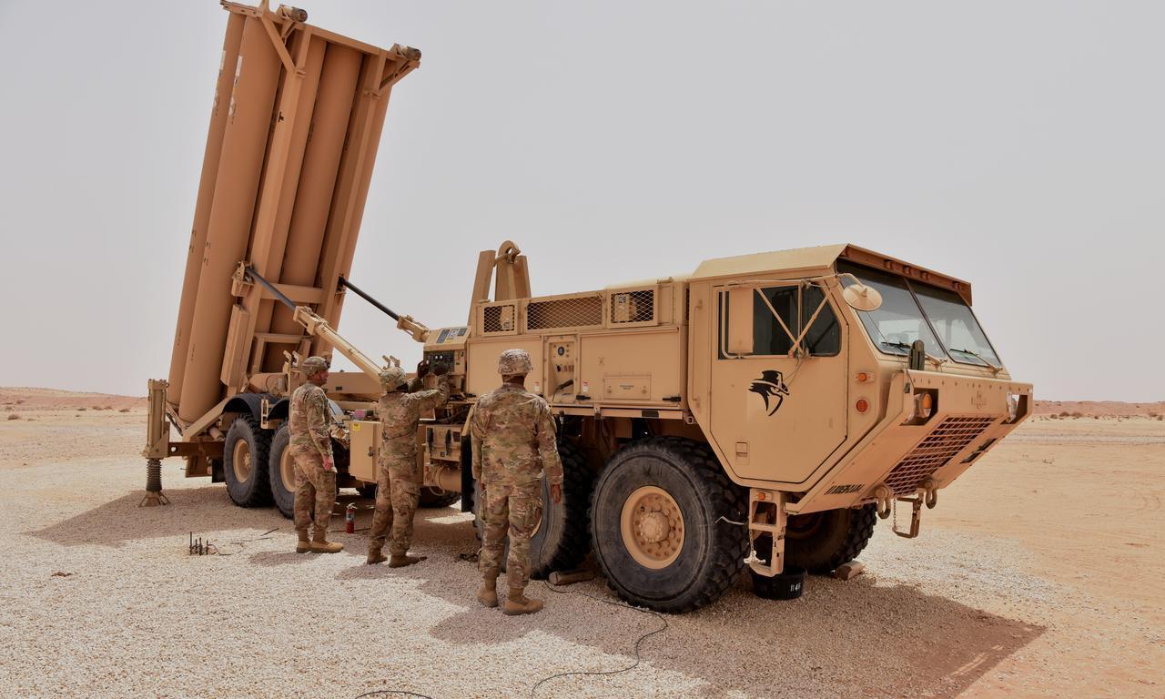 U.S. Army Soldiers from Bravo Battery, 2nd Air Defense Artillery Regiment system checks a Terminal High Altitude Area Defense (THAAD) launcher, June 25, 2020. (Photo via U.S. Air Force)