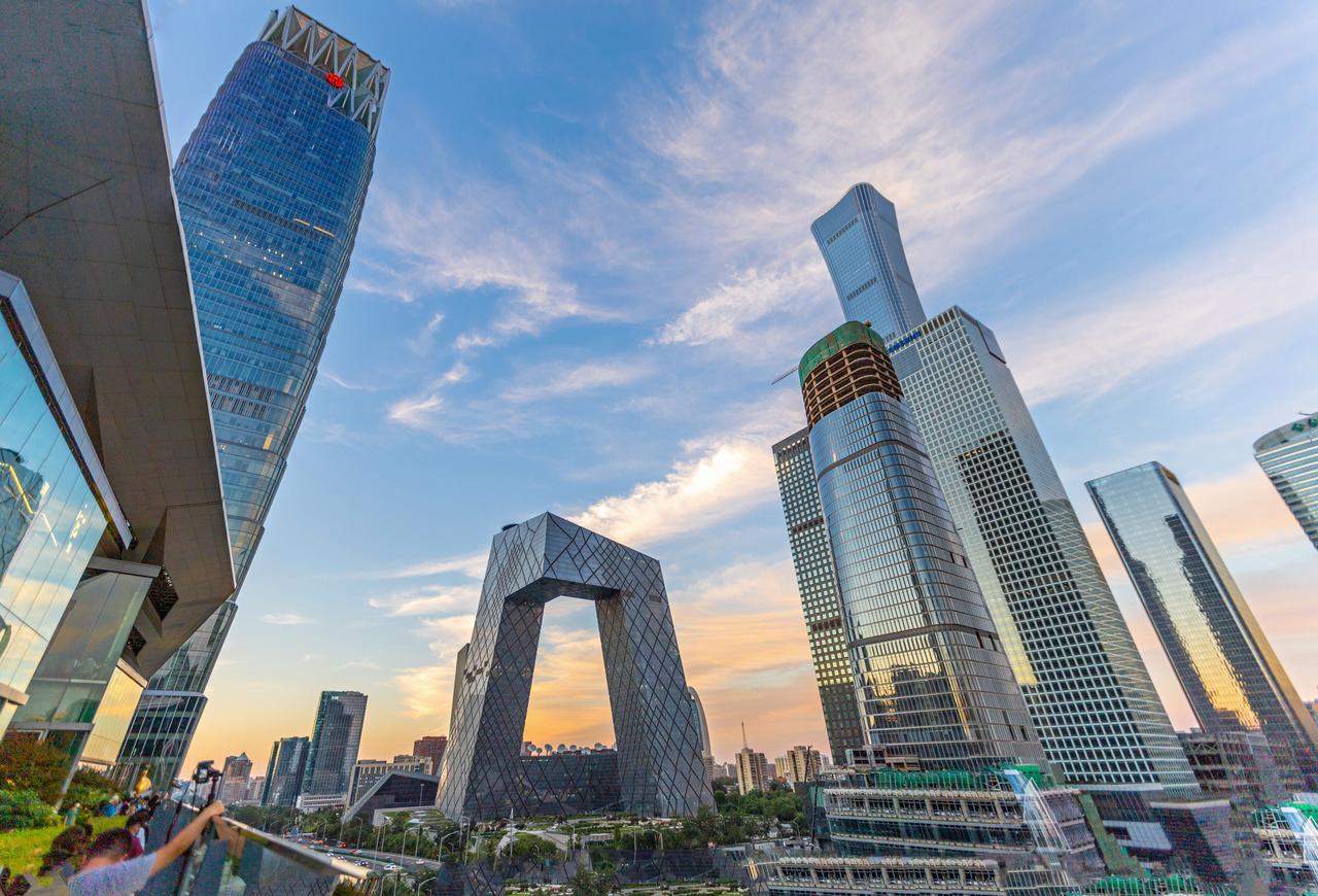 Beijing's Central Business District, including the CCTV Headquarters and surrounding skyscrapers, is seen in Beijing, China. (Adobe Stock Photo)
