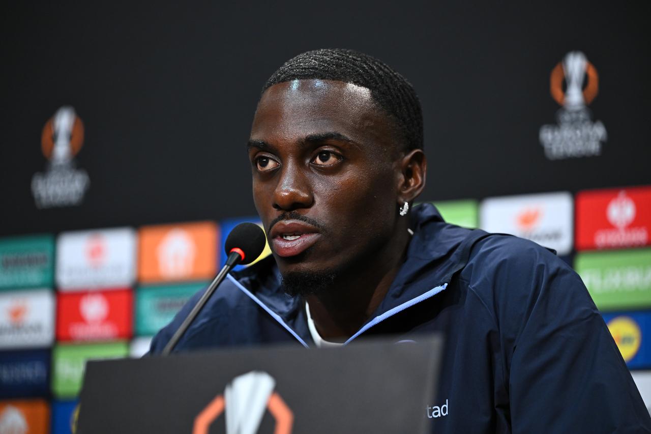 Olympique Marseille's Timothy Weah speaks during a press conference at Tupras Stadium ahead of the UEFA Europa League Week 1 match against Besiktas in Istanbul, Türkiye, on September 16, 2026. (AA Photo)