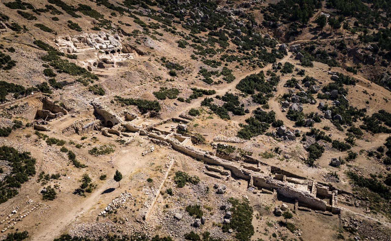 Archaeological remains, including defensive walls and structures, are seen at the ancient city of Sbide in Ermenek, Karaman, Türkiye. (AA Photo)