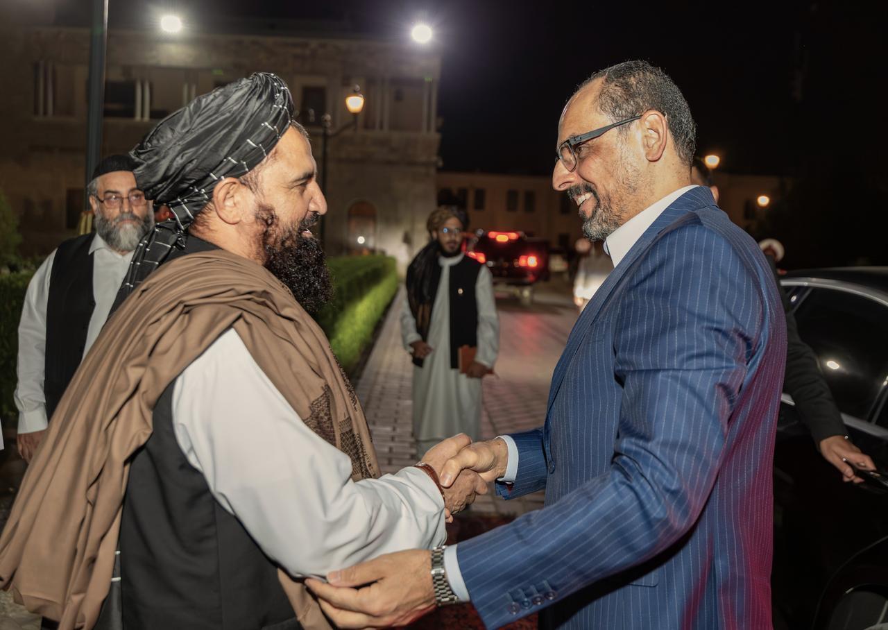 Turkish National Intelligence Organization (MIT) Chief Ibrahim Kalin (R) meets with his counterpart, General Directorate of Intelligence (GDI) Chief Abdul Haq Wasiq (L), during his visit to Kabul, Afghanistan, Sept. 15, 2026. (AA Photo)