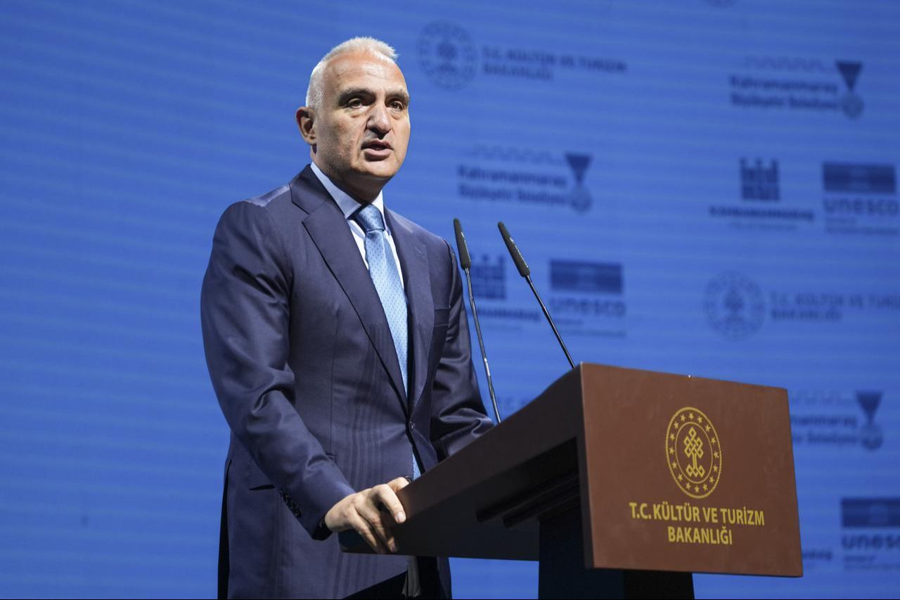 Culture and Tourism Minister Mehmet Nuri Ersoy attended and delivered a speech at an international promotional program on Kahramanmaras, Türkiye’s first city to receive the title of “City of Literature” in the UNESCO Creative Cities Network. Istanbul, Türkiye, June 19, 2026. (AA Photo)