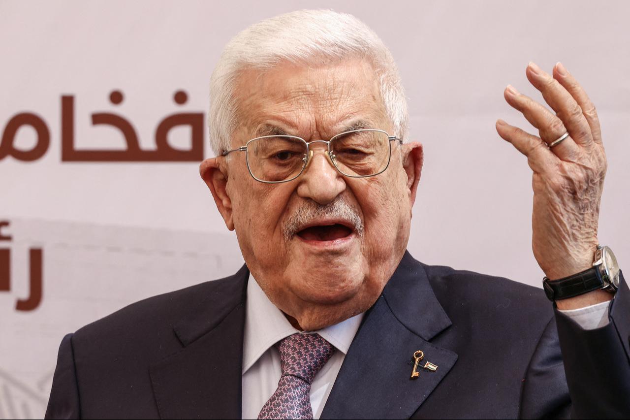 Palestinian President Mahmoud Abbas speaks during the foundation stone ceremony of the Innovation and Excellence Compound in the West Bank city of Ramallah on Sept. 9, 2026. (AFP Photo)