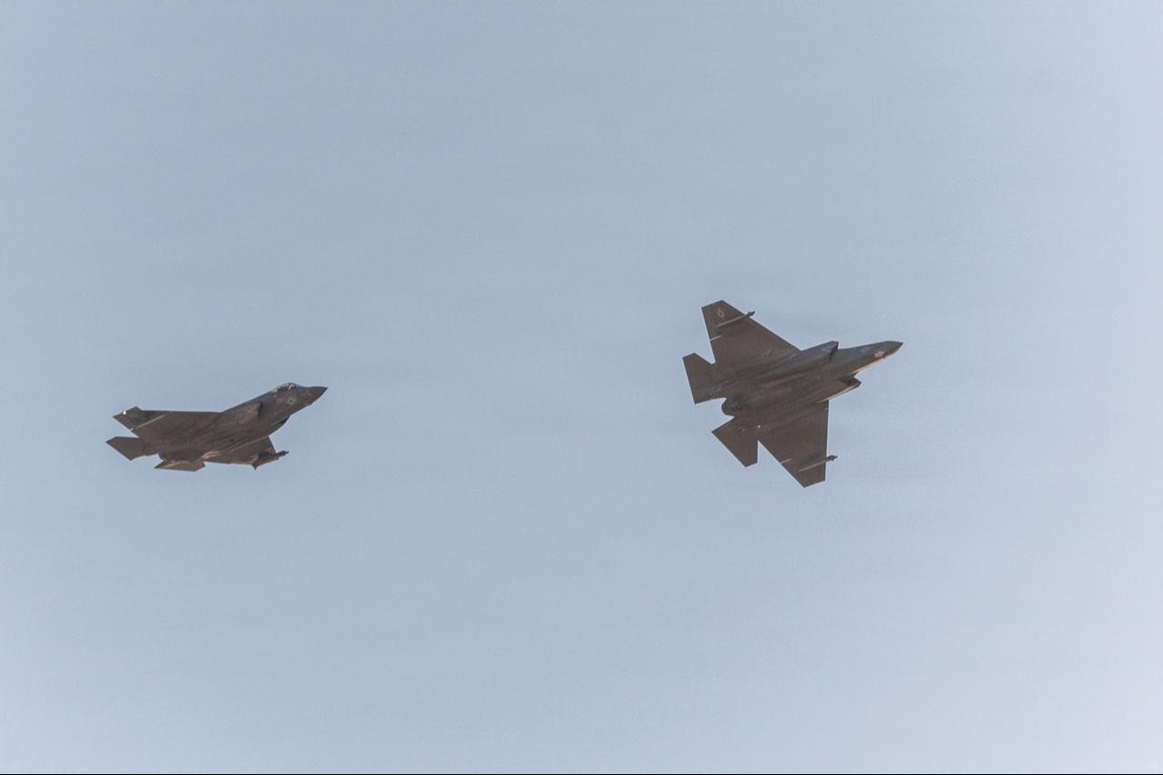 U.S. Marine Corps F-35C Lightning II’s return from a flight patrol, at an undisclosed location in the Middle East, in support of Operation Epic Fury, May 28, 2026. (Photo via U.S. Marine Corps)