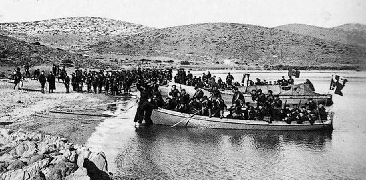 Italian troops land on Rhodes on May 4, 1912, during the Italo-Turkish War. (Photo via Wikimedia)