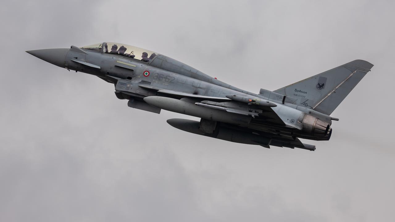 The photo shows an Italian Air Force Eurofighter Typhoon fighter jet during the Tiger Meet at an unspecified time and location. (Adobe Stock Photo)