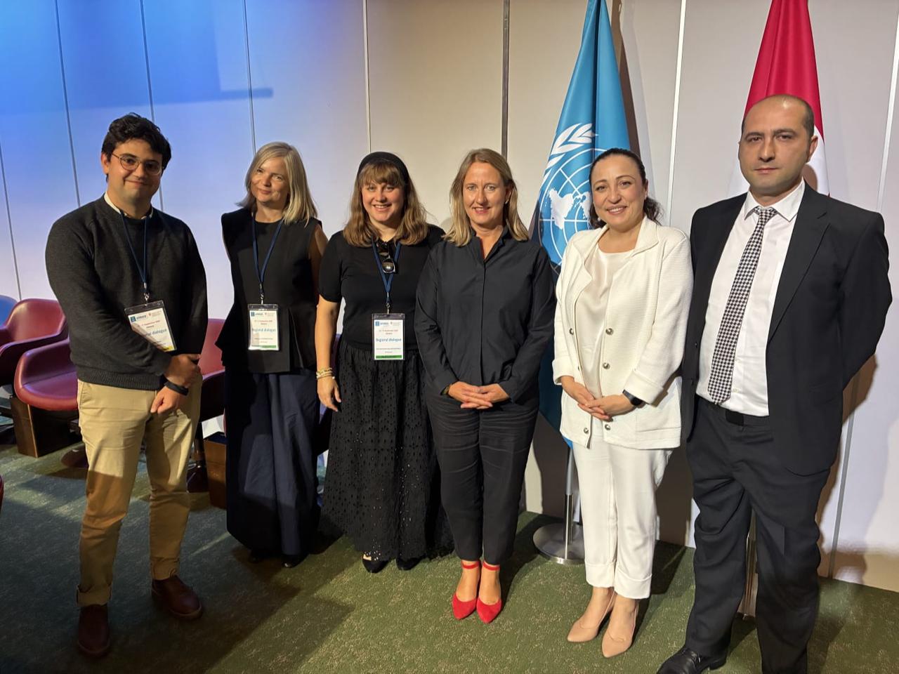 Turkish and Danish officials and museum representatives pose for a photo during the UNESCO-backed Regional Dialogue on cultural property restitution in Geneva, Switzerland. (Photo via Türkiye's Ministry of Culture and Tourism)