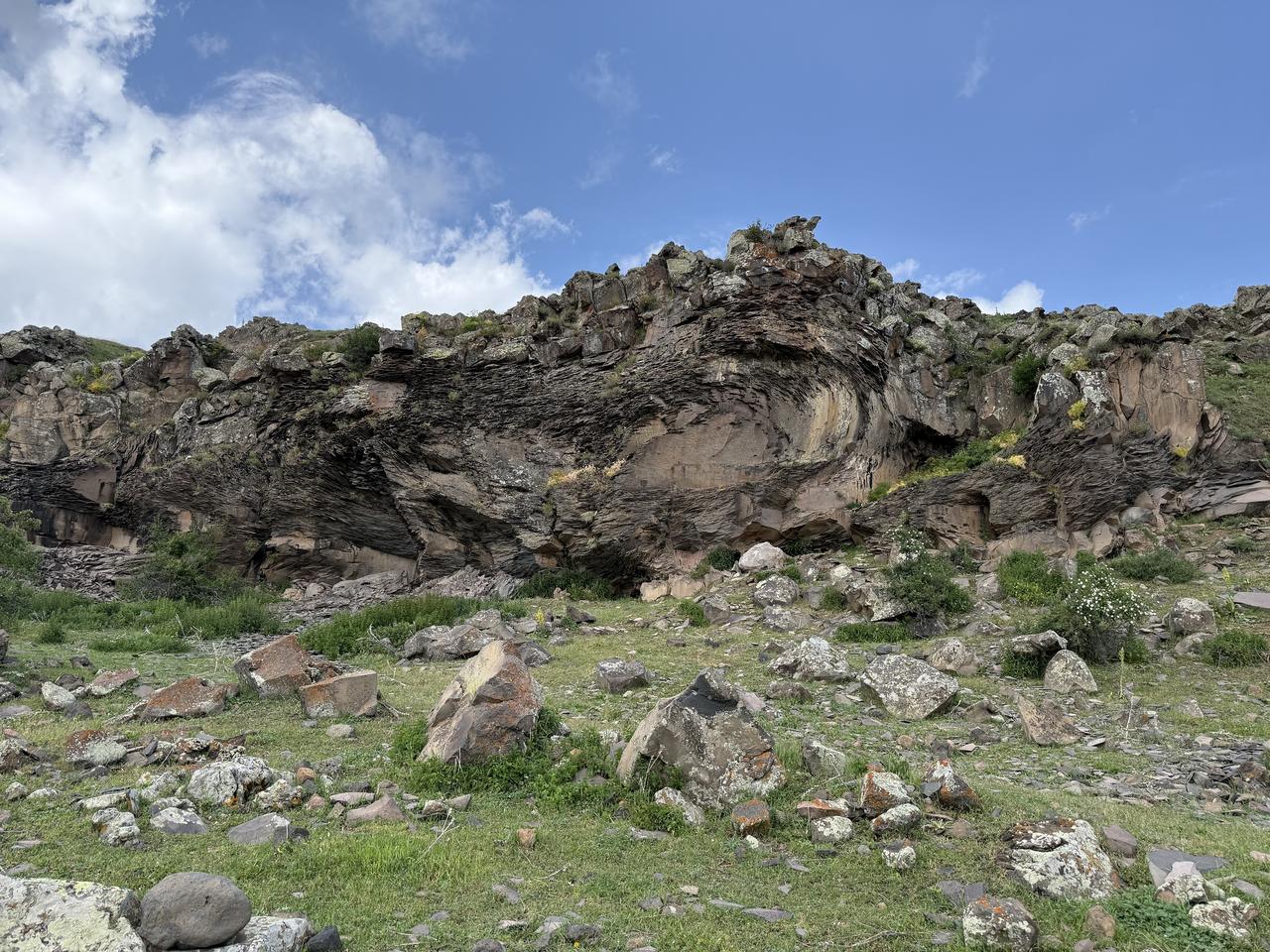 A view of ancient rock paintings, dating back thousands of years, is an important transit route between the Caucasus and Anatolia, shed light on the early cultures of the region in Kars, Türkiye on September 17, 2026. (AAPhoto)