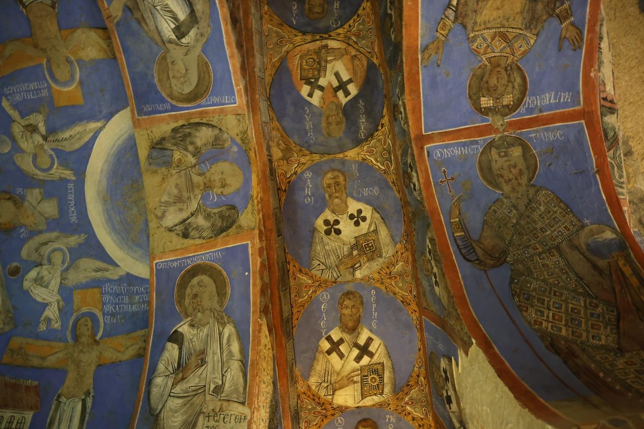 Historic wall paintings in Cappadocia, central Türkiye, are being studied and preserved as part of ongoing conservation efforts. (IHA Photo)