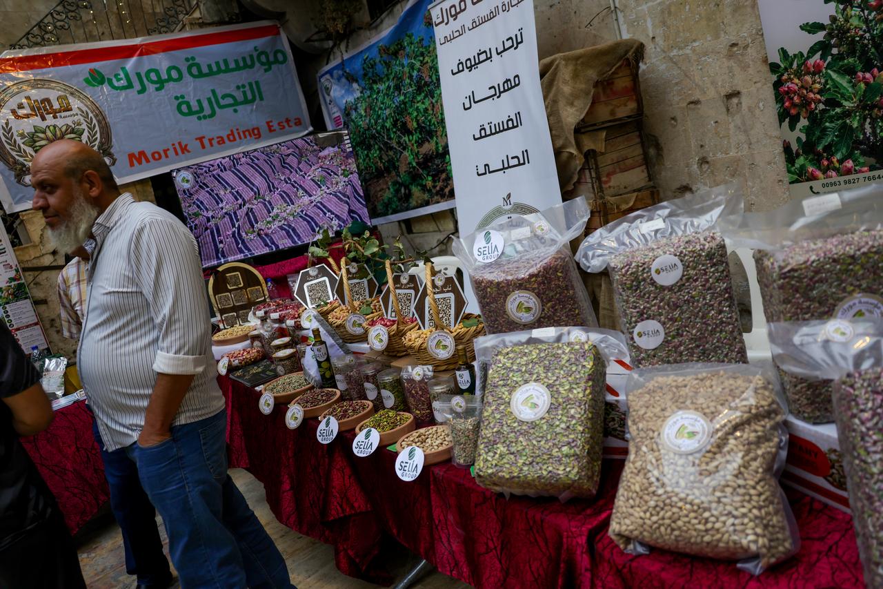 A view of a stand during Syria's first pistachio festival at the historic Silk Market in Aleppo, Syria, on September 18, 2026. (AA Photo)