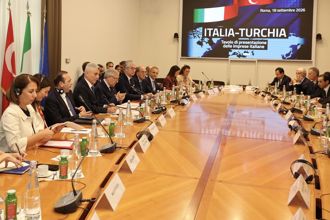 Turkish Trade Minister Omer Bolat holds a meeting with Italian Deputy Prime Minister and Foreign Minister Antonio Tajani in Rome, Italy, on Sept. 18, 2026. (AA Photo)
