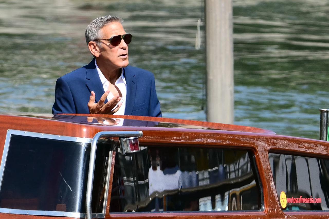 US actor and filmmaker George Clooney arrives by boat during the 83rd Venice International Film Festival in Venice, Italy, Sept. 2, 2026. (AFP Photo)