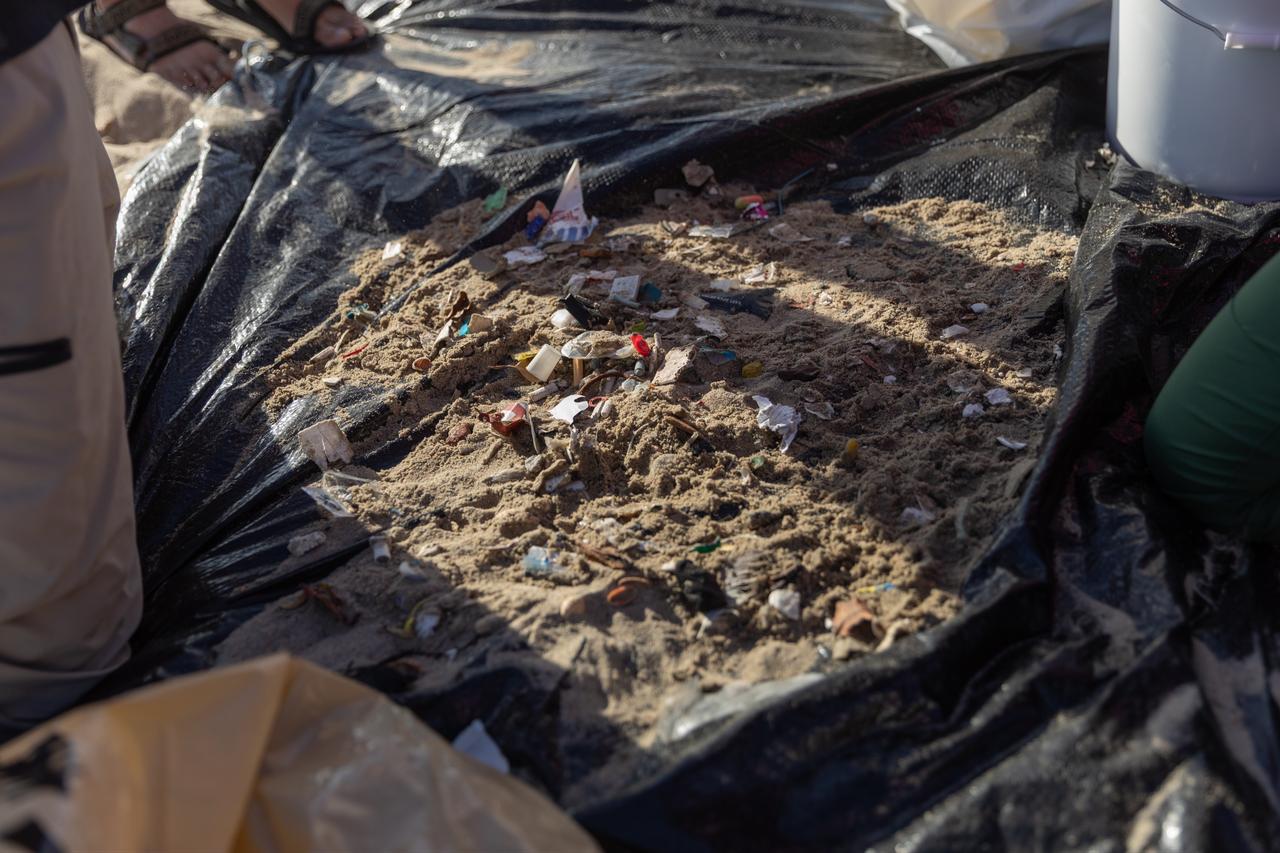 Debris collected from the sand is sorted during a Guinness World Record beach cleanup attempt at Venice Beach in Los Angeles, California, Sept. 20, 2026. (AA Photo)