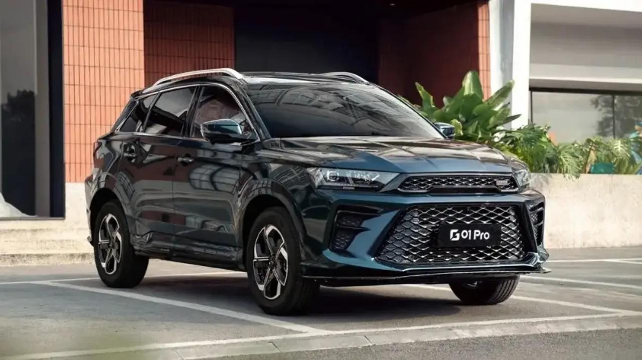 A promotional photo shows the SWM G01 Pro SUV parked outside a building. (Photo via X)