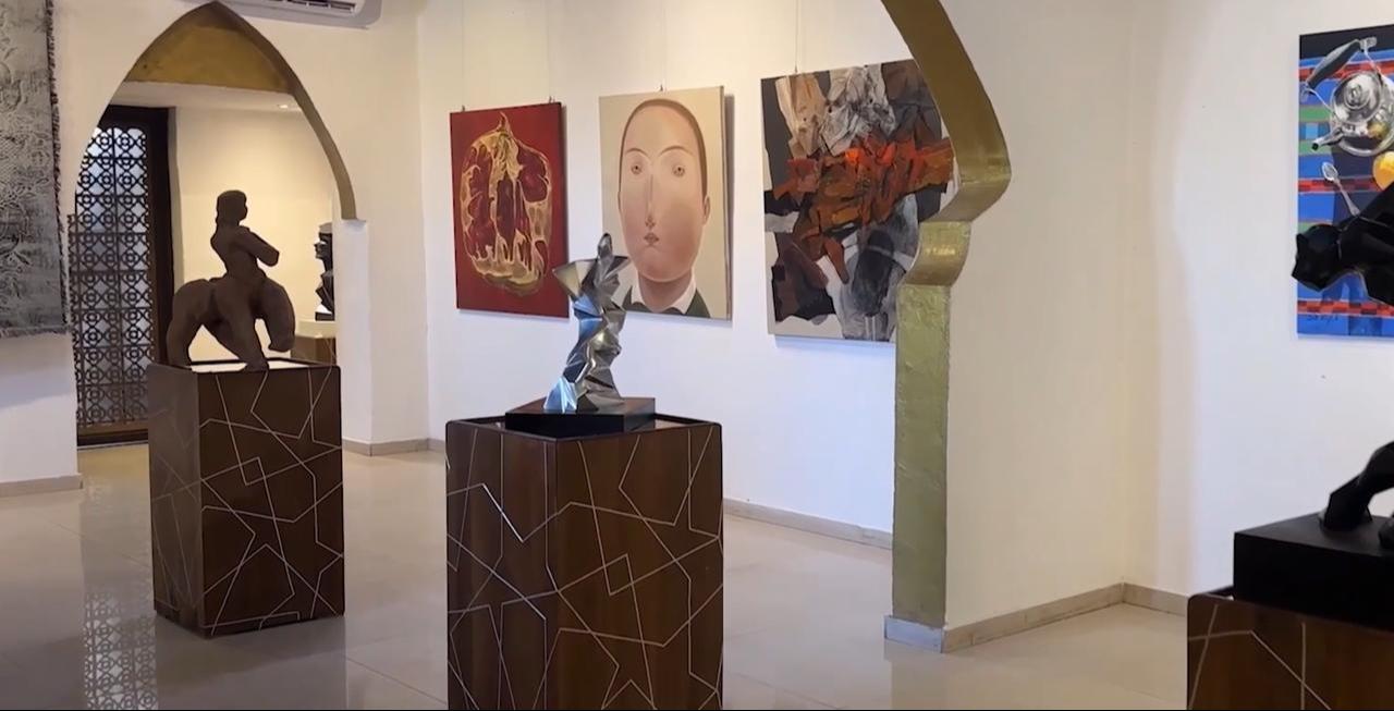 Paintings and sculptures by Syrian artists are showcased at The Khan art space in the historic center of Damascus. (AA Photo)
