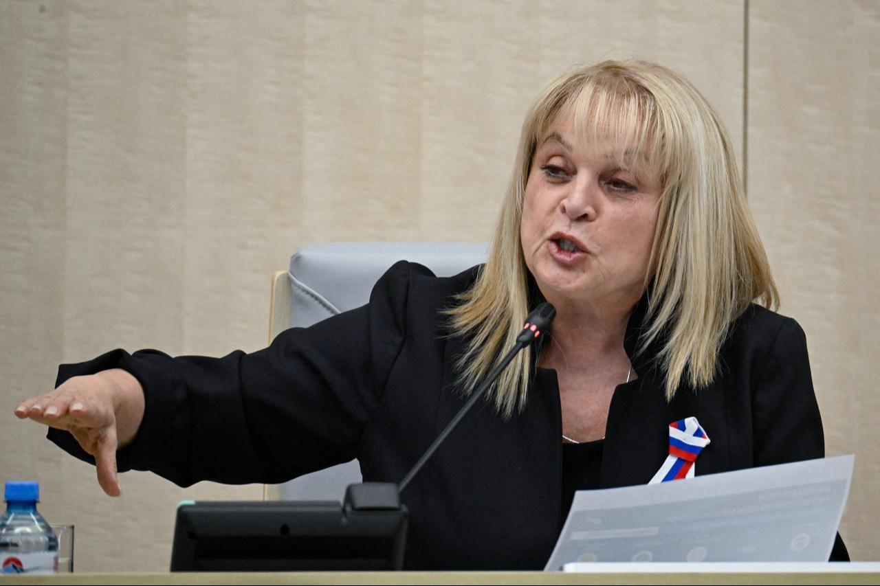 Russia's Central Electoral Commission (CEC) head Ella Pamfilova speaks at the commission's headquarters after the polls closed in Russia's parliamentary election, in Moscow, Sept. 20, 2026. (AFP Photo)