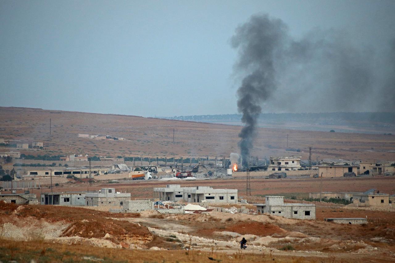 Smoke billows following a series of explosions at a Syrian army site in the vicinity of Al-Eis town on September 21, 2026. (AFP Photo)