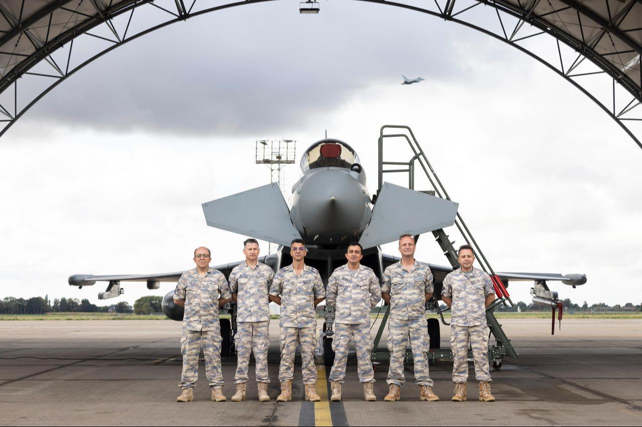 A team of experts from the Turkish National Defense Ministry inspects Eurofighter Typhoon fighter jets' maintenance facilities at Royal Air Force's Coningsby Air Base in UK, Sept. 15-17, 2026. (Photo via X/@tcsavunma)