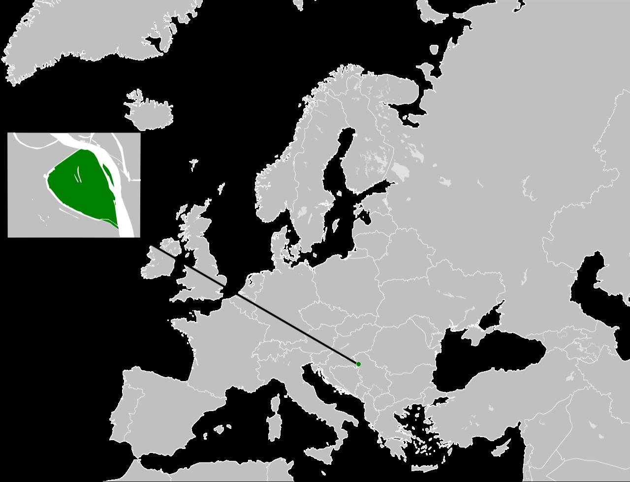 Location of the Micro nation of the Free Republic of Liberland within Europe. (Image via Wikimedia)