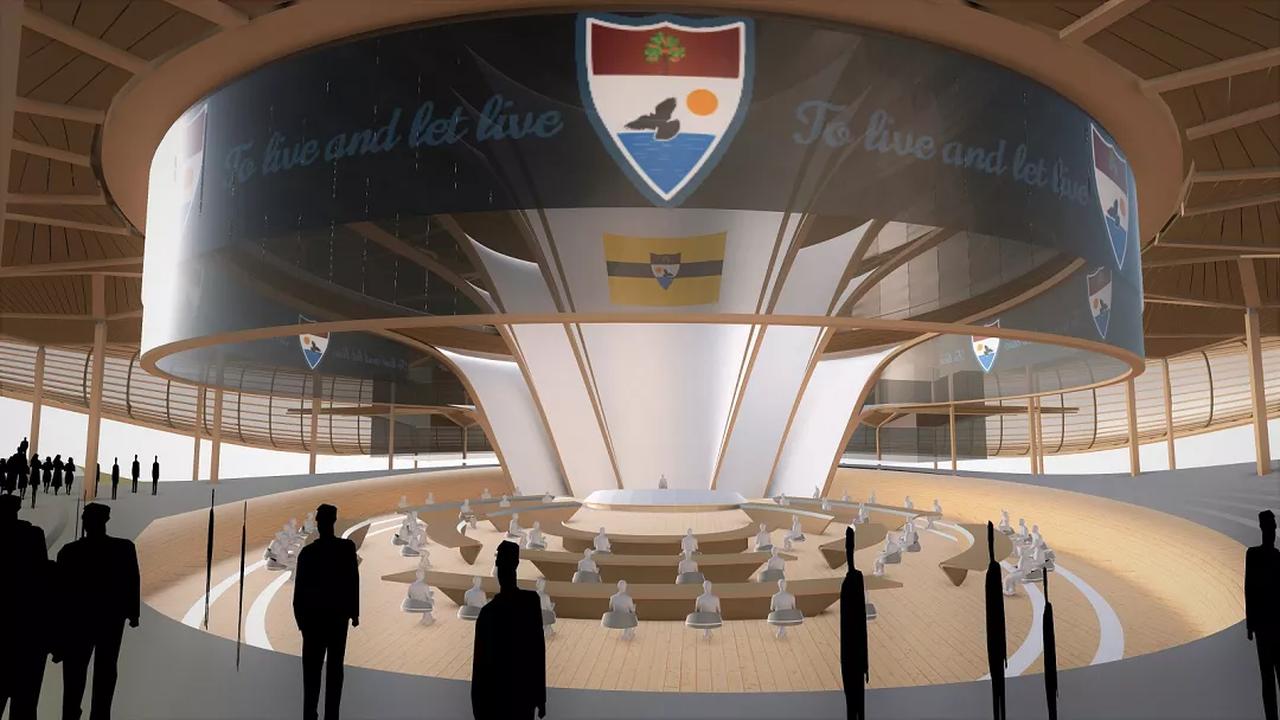 A rendering of what Liberland's City Hall will look like. (Image via Zaha Hadid Architects)