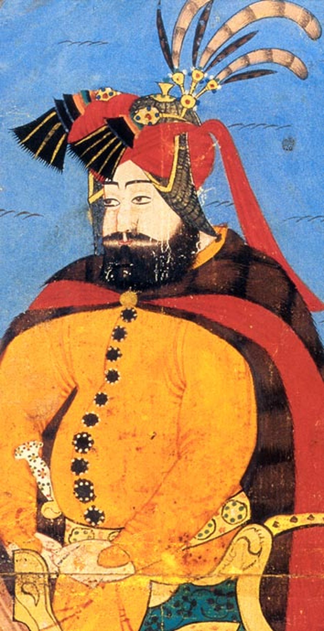 Sultan Murad IV depicted on his way to the Baghdad campaign, wearing Arab-style armor, in a 17th-century miniature dated to around 1623–1640. (Photo via Topkapi Palace Museum)