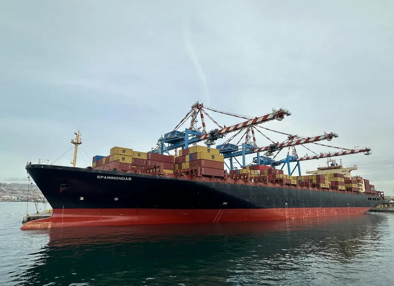 The container ship Epaminondas is seen at the Port of Naples in Naples, Italy, on March 12, 2025. (Photo via MarineTraffic)