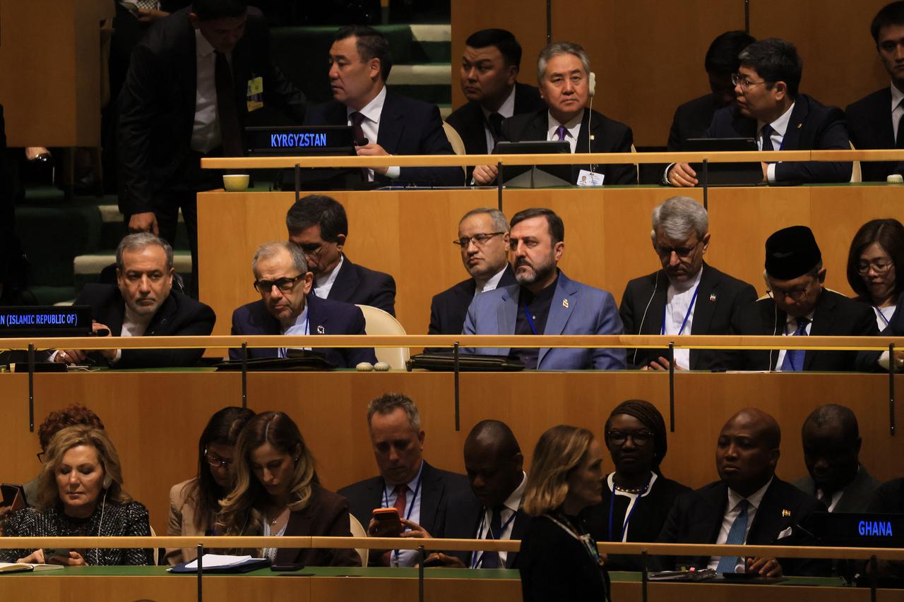 Iran Foreign Minister Abbas Araghchi (L) along with other delegates attends the 81st session of the United Nations (UN) General Assembly at UN Headquarters on September 22, 2026 in New York City. (AFP Photo)