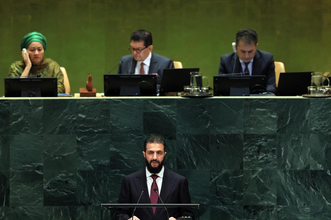 Syrian President Ahmed al-Sharaa speaks during the 81st session of the United Nations (U.N.) General Assembly at U.N. Headquarters on September 23, 2026 in New York City. (AFP Photo)