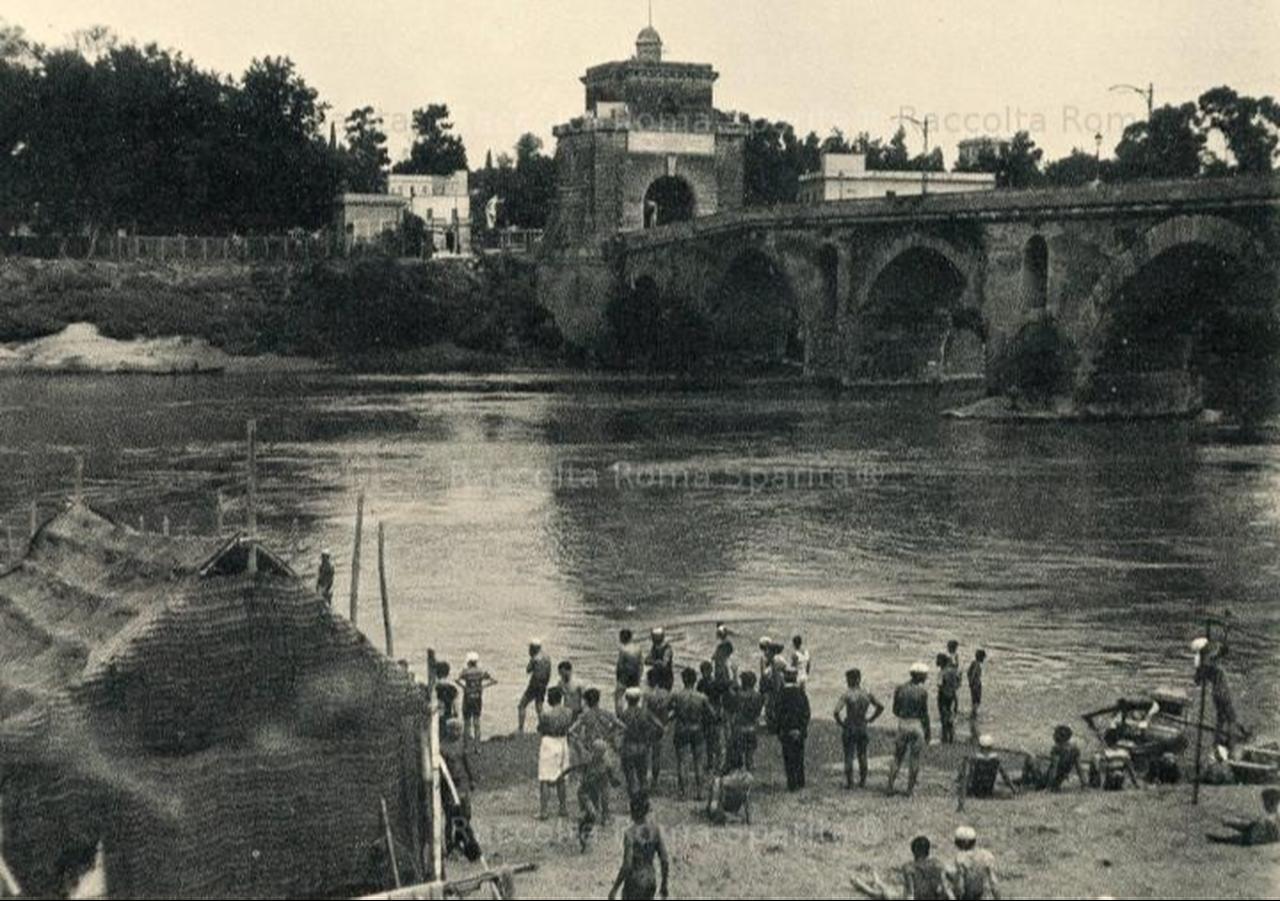People gather at Severino Beach along the Tiber River in Rome, where swimming was once a popular activity before pollution led to restrictions. (Photo via Roma Sparita)