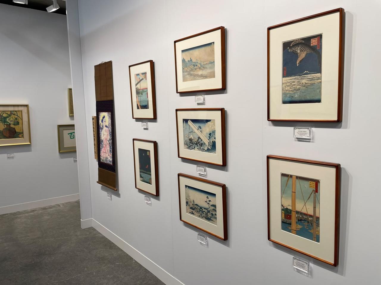 A selection of framed Japanese works is displayed as part of a gallery presentation at Contemporary Istanbul's 21st edition, Sept. 23, 2026. (Photo by Koray Erdogan/Türkiye Today)